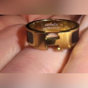 Vintage Hermès 18 Karat gold/black enamel ring